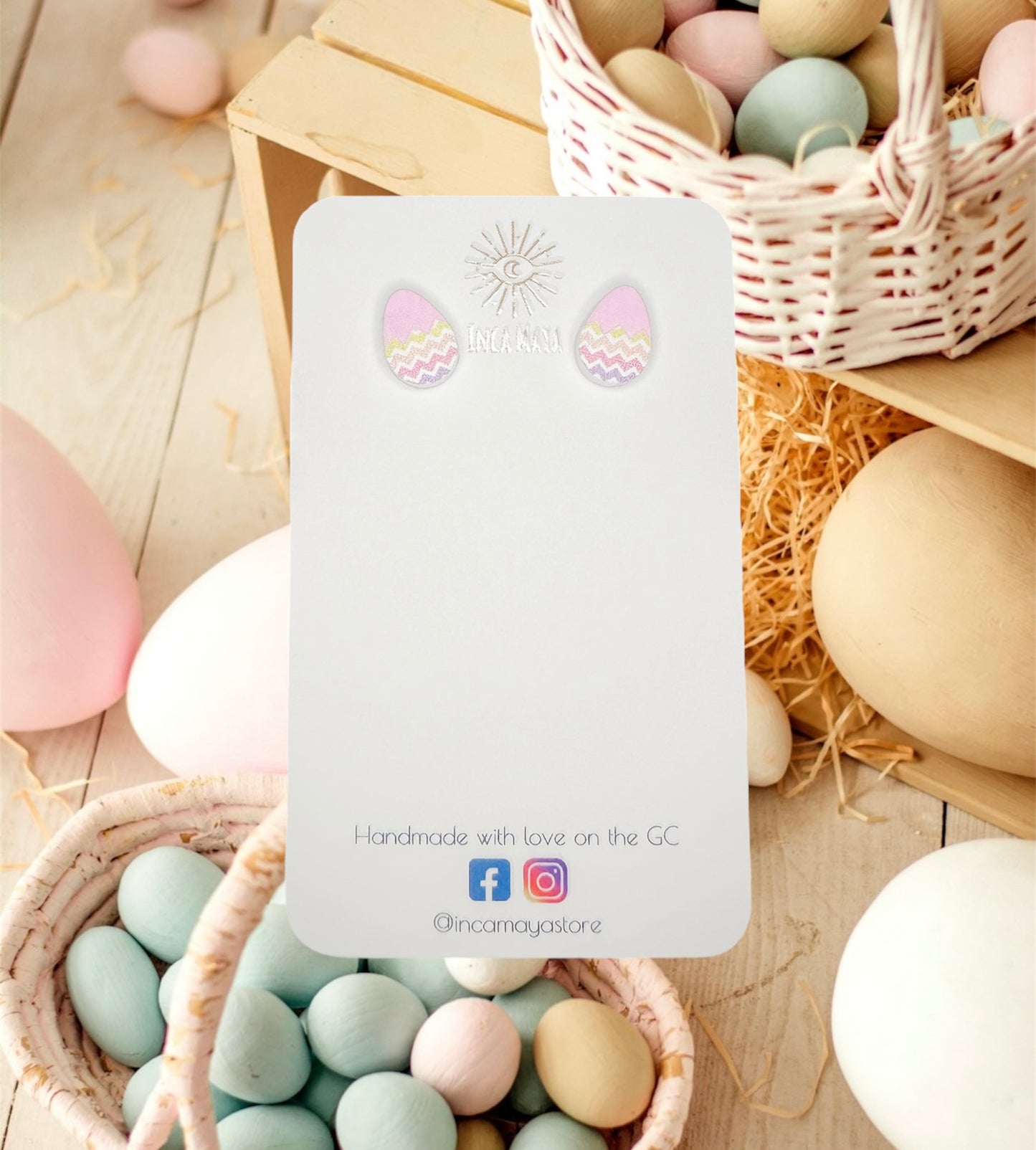 Easter Egg Acrylic Studs ~ Pink & Rainbow