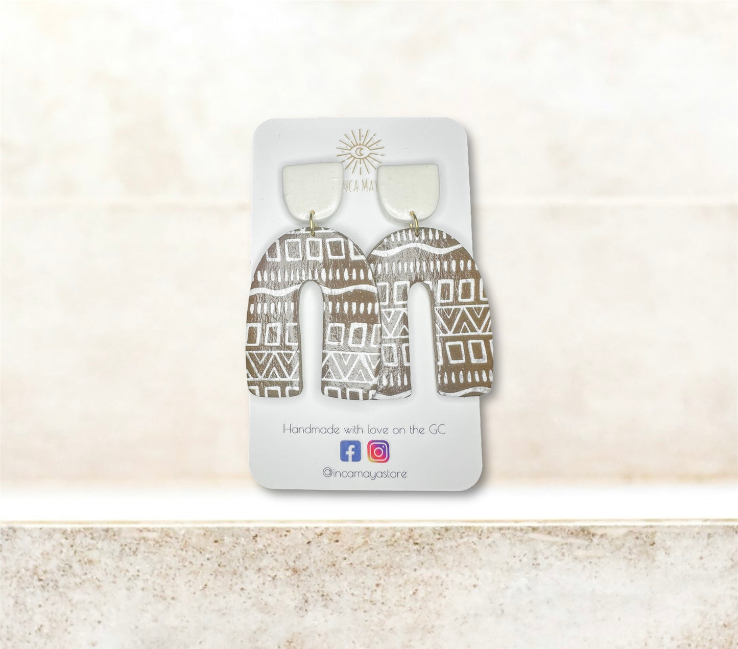 Zuri Modern Arch Chocolate Statement Earrings