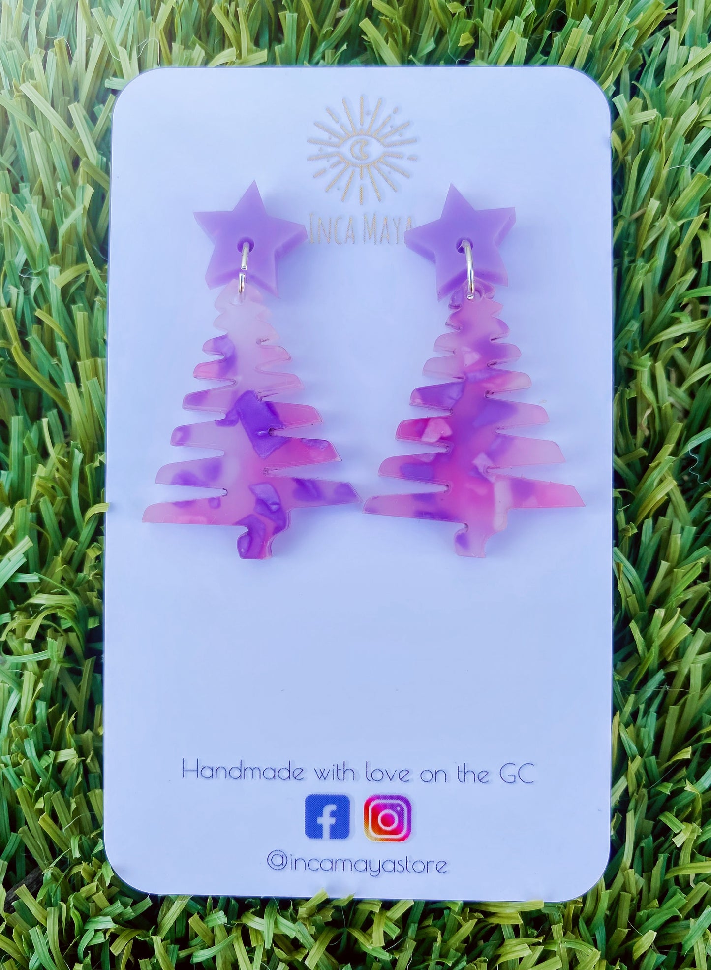 Purple & Pink Christmas Tree Dangles