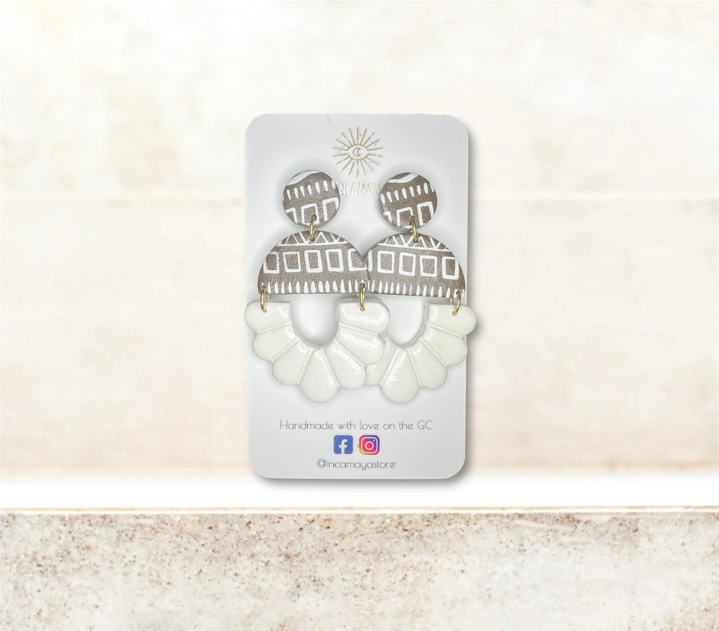 Zuri Scalloped Semi Circle Chocolate Statement Earrings