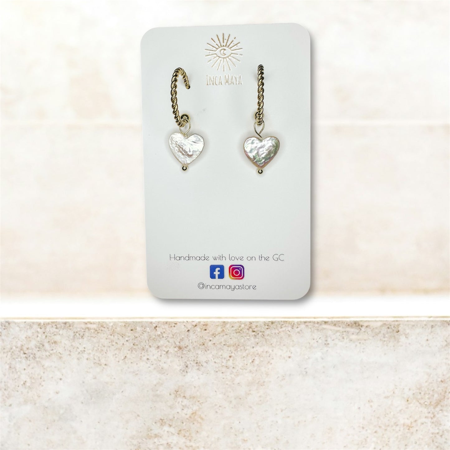 Freshwater Heart Pearls with Gold Twisted Hoops