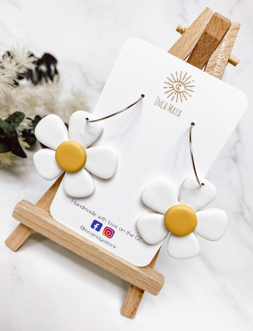 Daisy Dangle Hoop Earrings