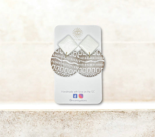 Zuri Cresent Moon Squared Stud Chocolate Statement Earrings