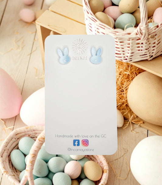 Easter Bunny Acrylic Studs ~ Baby Blue & White