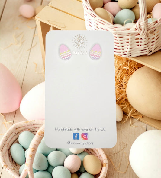 Easter Egg Acrylic Studs ~ Pink & Rainbow