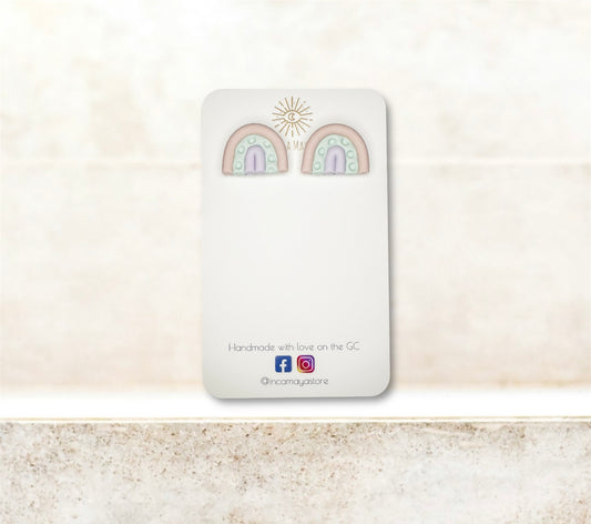 Raya Pastel Pink, Blue & Purple Stud Rainbow Earrings