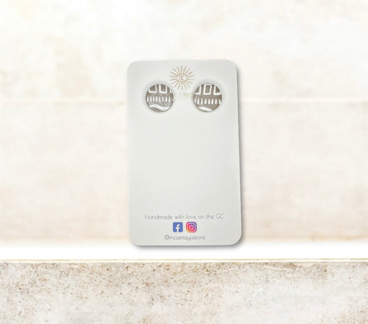 Zuri Round Gloss Chocolate Stud Earrings