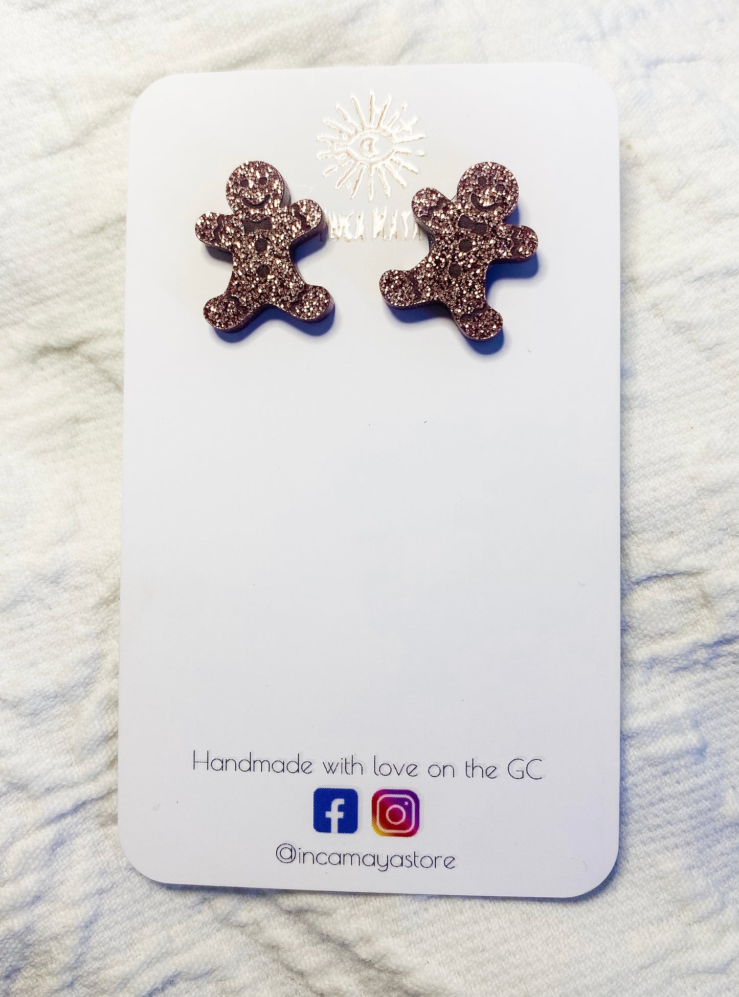 Copper Glitter Gingerbread studs