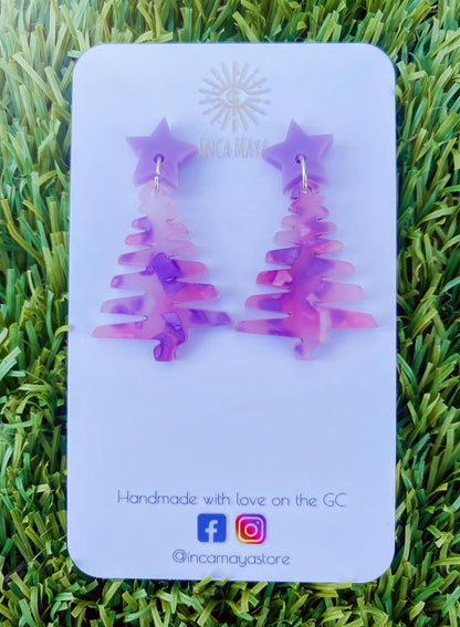 Purple & Pink Christmas Tree Dangles
