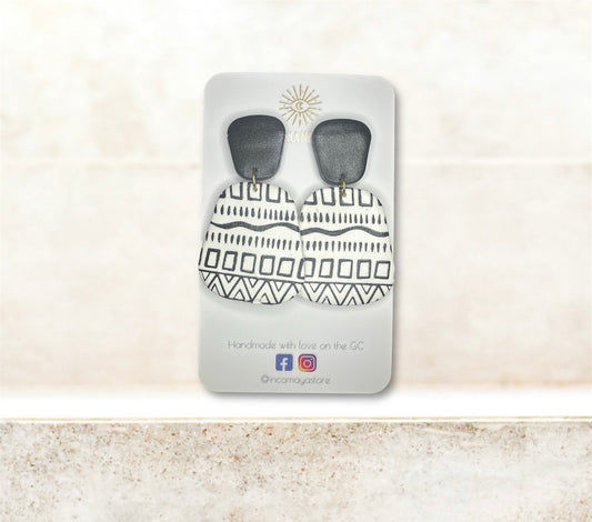 Zuri Quadrangle Black Statement Earrings