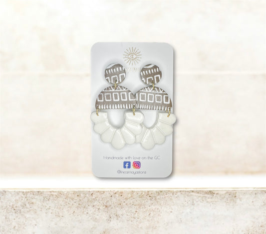 Zuri Scalloped Semi Circle Chocolate Statement Earrings