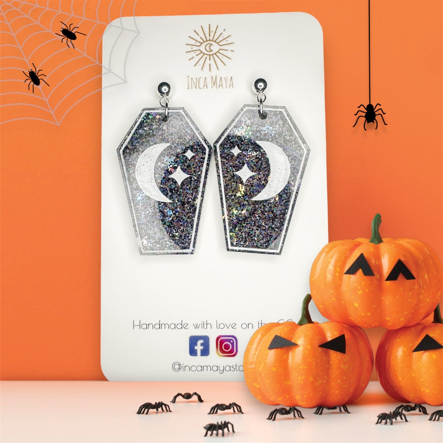 Glitter Moon Coffin Dangles