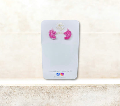 Pink Unicorn glitter studs