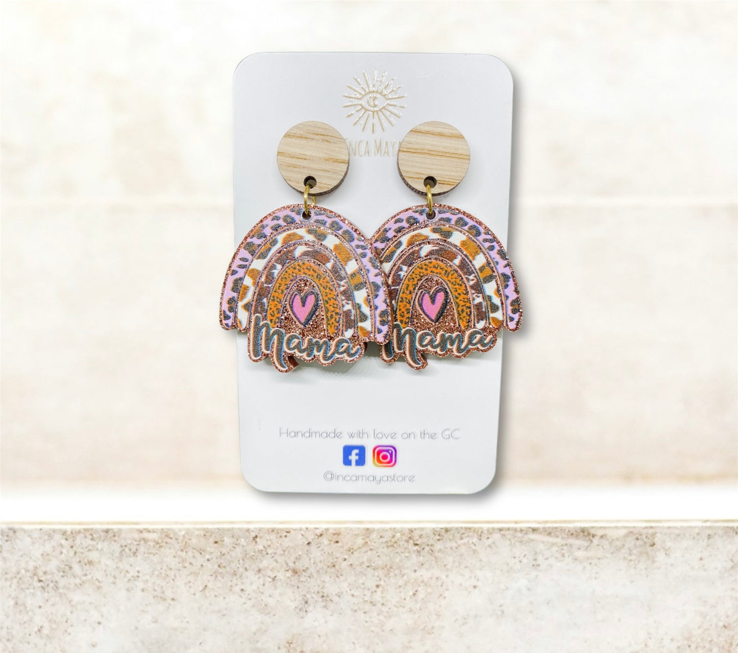 Mama Acrylic & Bamboo Dangles