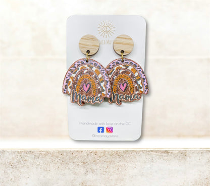 Mama Acrylic & Bamboo Dangles