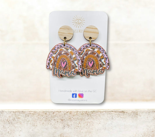 Mama Acrylic & Bamboo Dangles