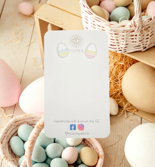 Easter Egg Acrylic Studs ~ White & Rainbow