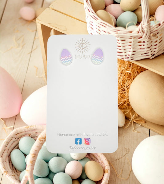 Easter Egg Acrylic Studs ~ Purple & Rainbow