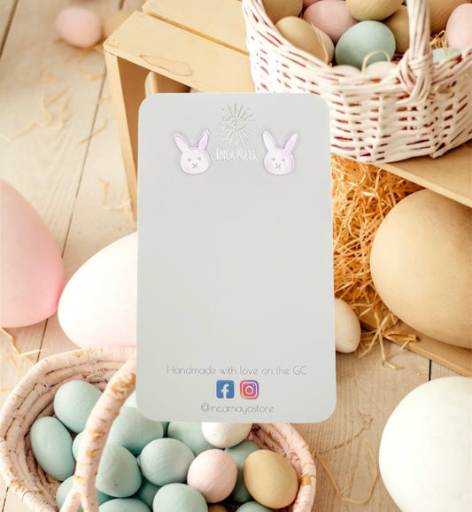 Easter Bunny Acrylic Studs ~ Mirror Pink