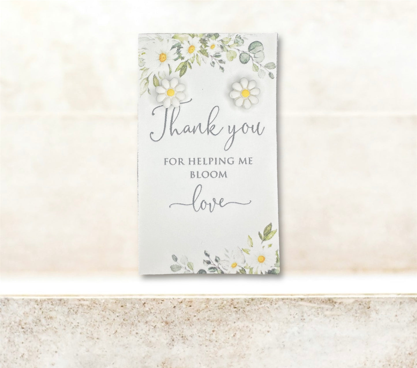 10mm Daisy White Studs ~ “Thank you for helping me bloom”