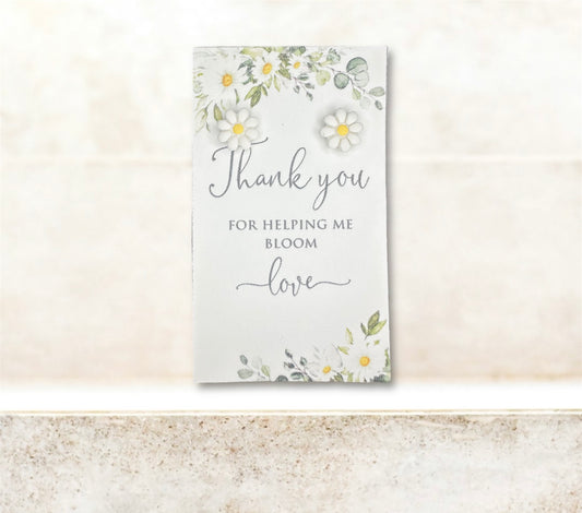 10mm Daisy White Studs ~ “Thank you for helping me bloom”