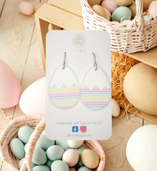 Easter Egg Acrylic Dangles ~ White & Rainbow