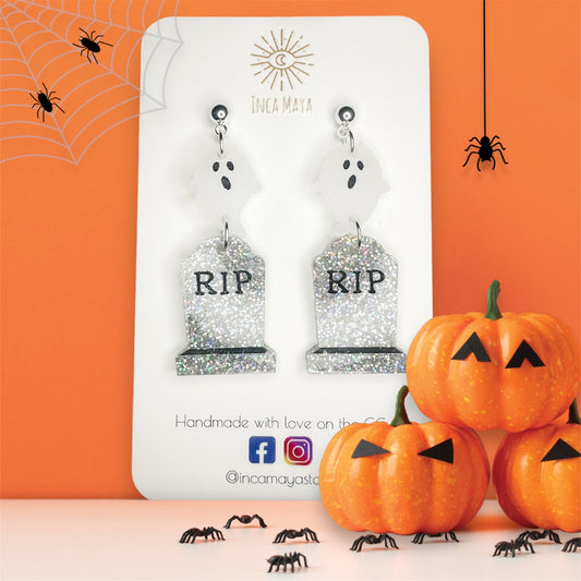 Spooky Ghosts with Glitter Gravestone Dangles