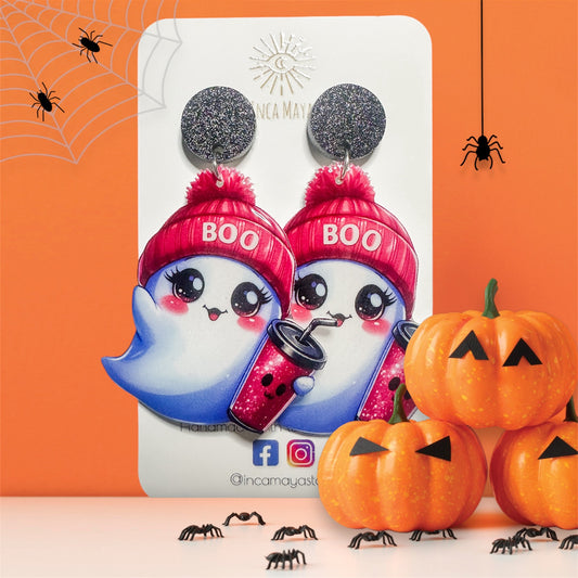 Hot pink Boo Ghost Dangles
