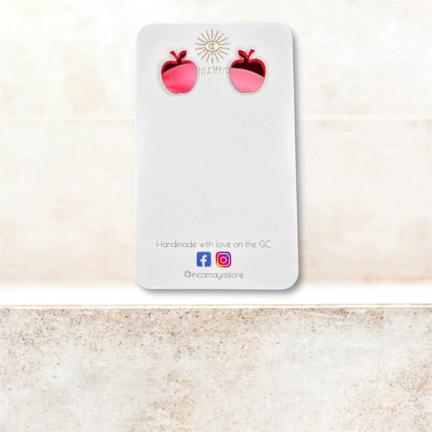 Red Mirror Apple Studs