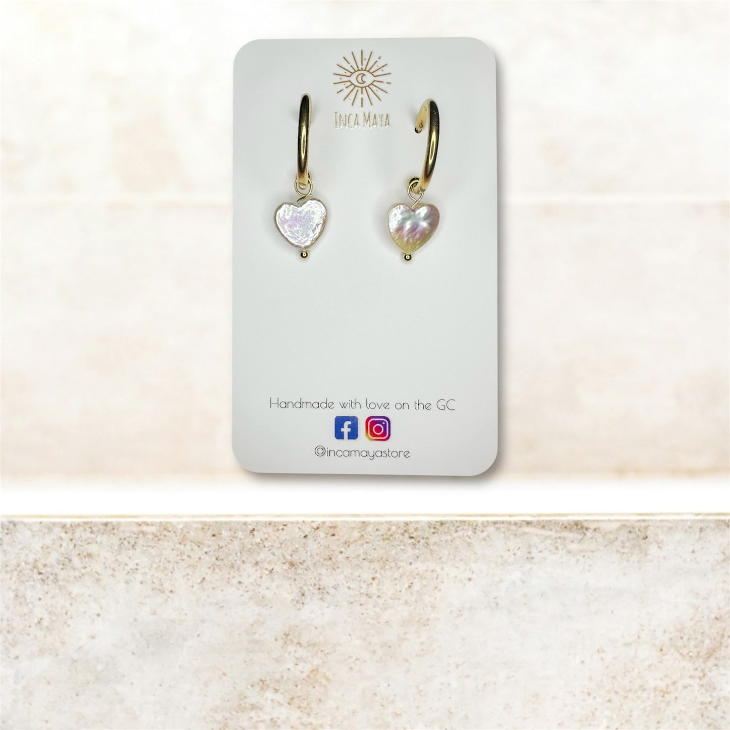 Freshwater Heart Pearls with Gold Plain Hoops