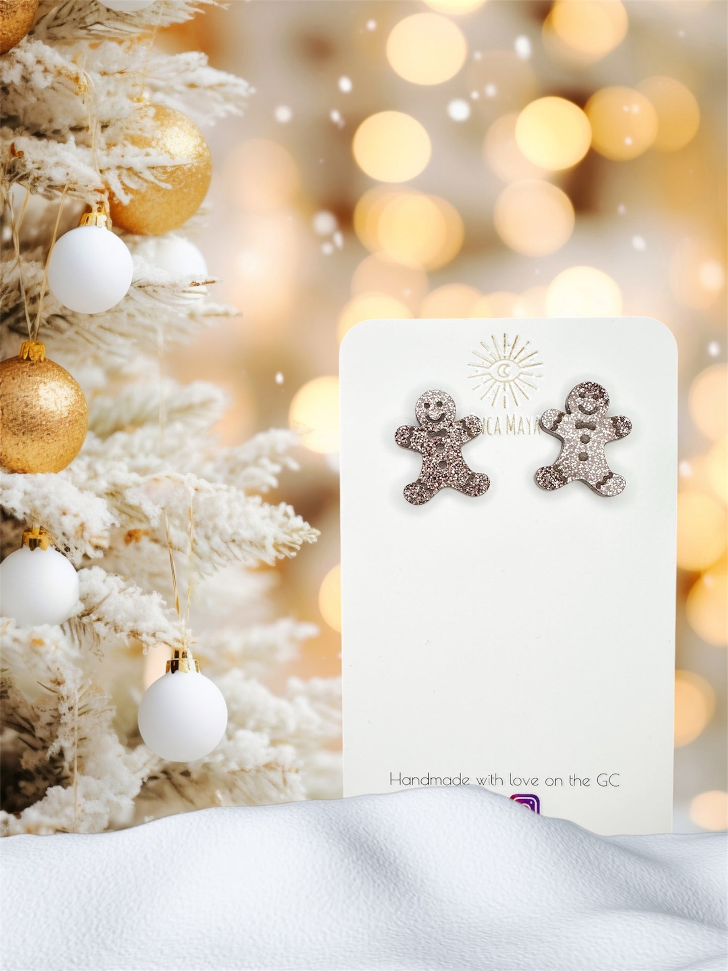 Copper Glitter Gingerbread studs