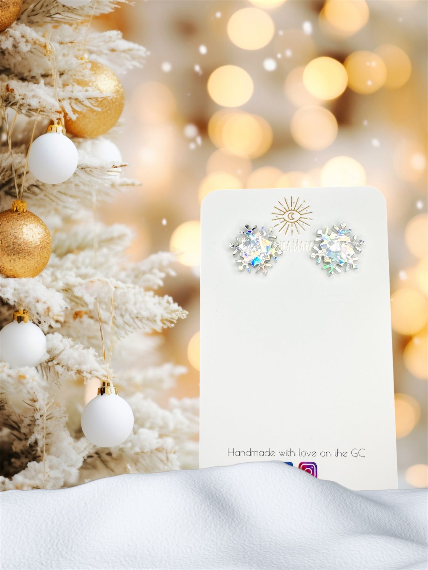 Chunky Silver Glitter Snowflake studs