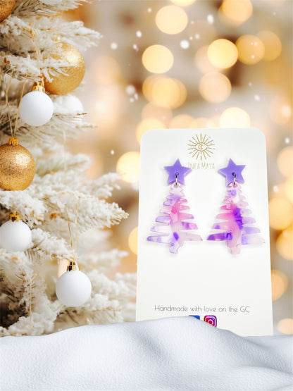 Purple & Pink Christmas Tree Dangles