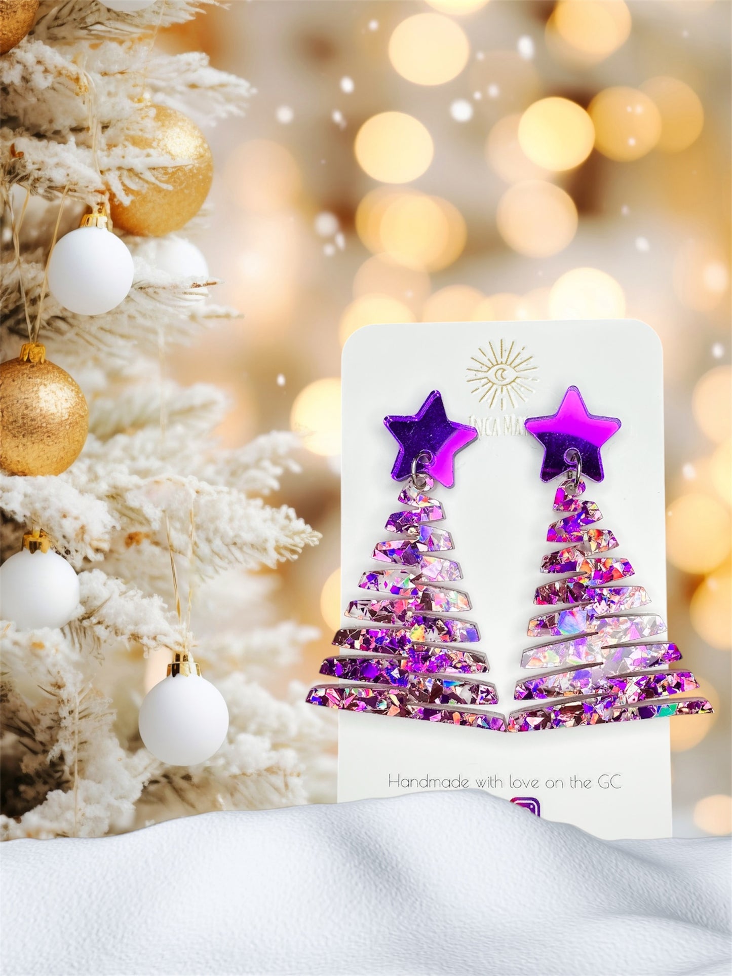 Chunky Glitter Purple Glitter Christmas Tree Dangles