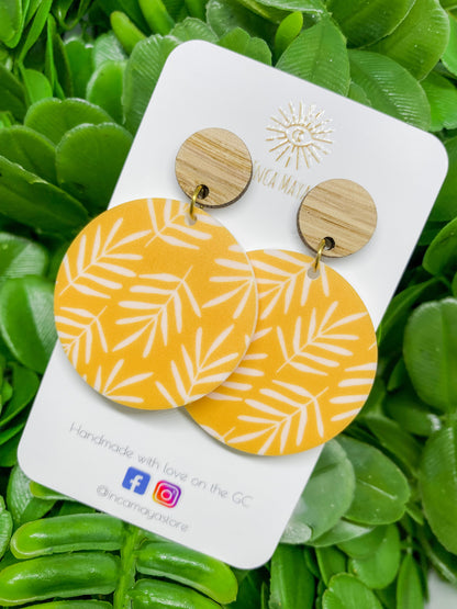 Fern Acrylic & Bamboo Dangles