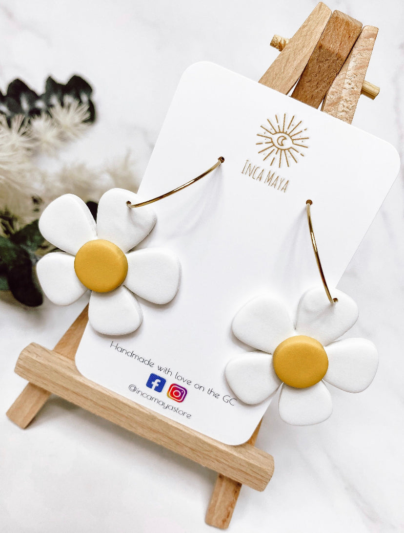 Daisy Dangle Hoop Earrings