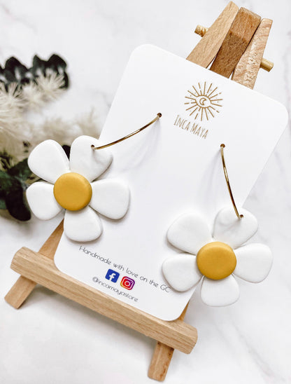 Daisy Dangle Hoop Earrings