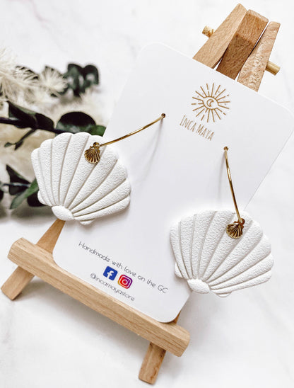 Ocean Shell White Hoop Dangles