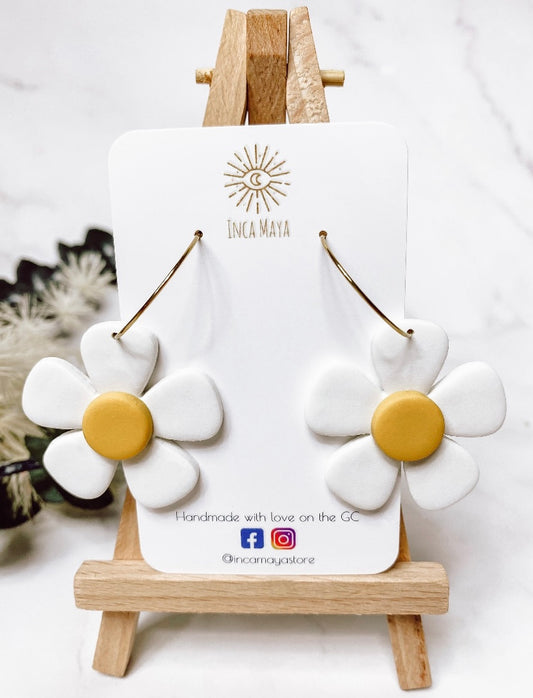 Daisy Dangle Hoop Earrings