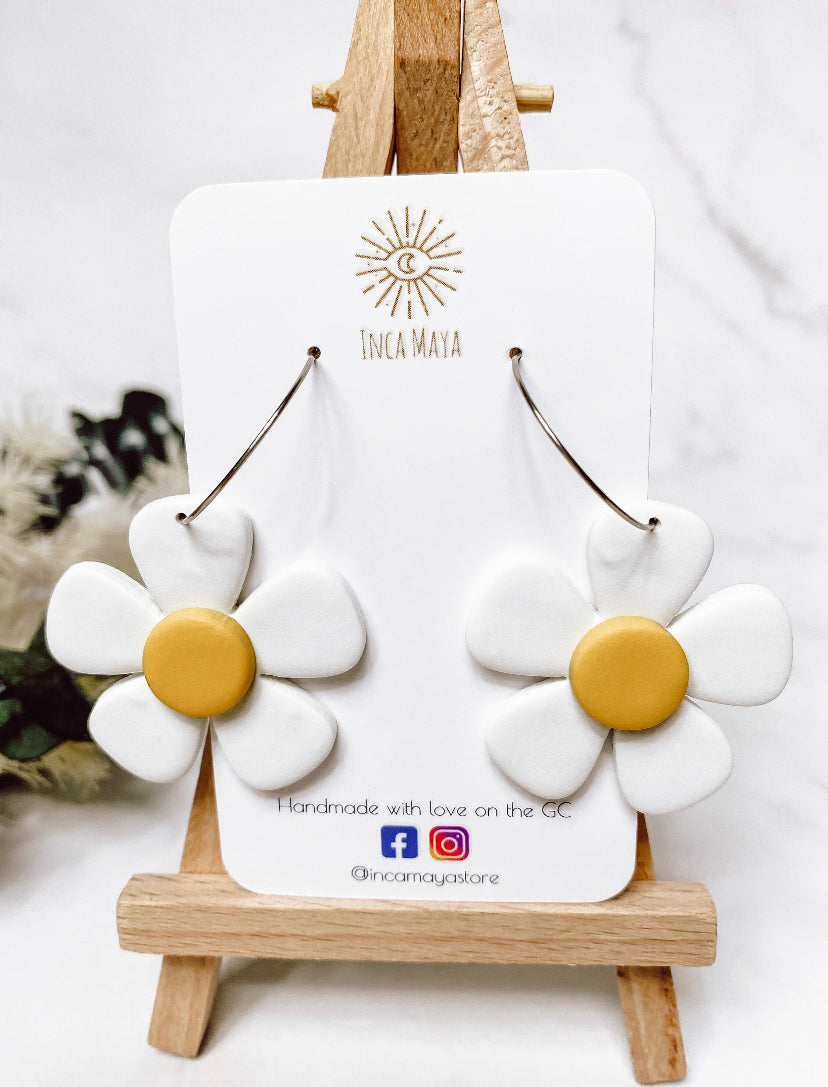 Daisy Dangle Hoop Earrings