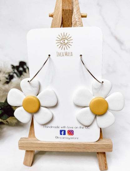 Daisy Dangle Hoop Earrings